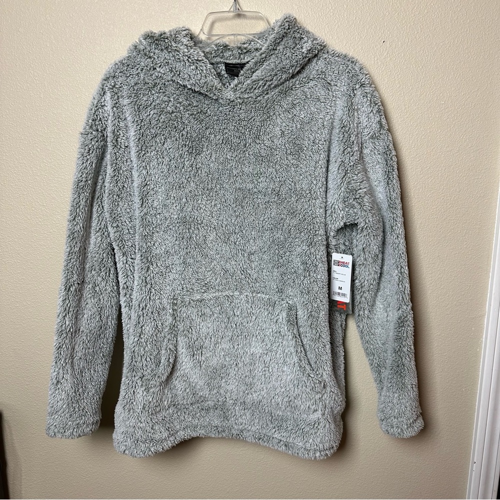 32 Degrees Sherpa Hoodie | Size M | Marbled Gray Green